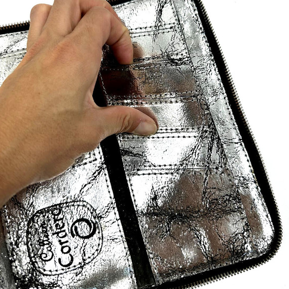 Calleen Cordero Studded Antiqued Metallic Leather Wallet Silver - Picture 6 of 12